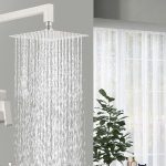 Modern showerhead with cascading water, showcasing plumbing fixtures relevant to home maintenance and A & W Plumbing and Heating services.